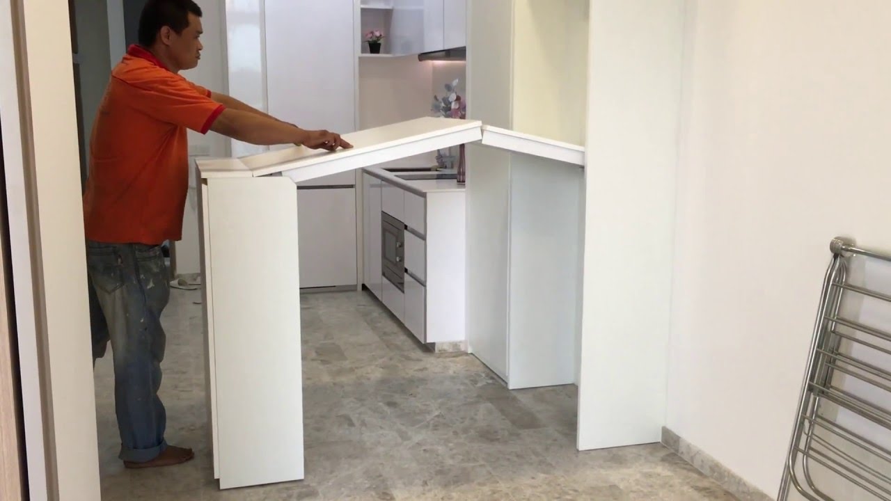 HIDDEN DINNING TABLE @ BAR HEIGHT. BLISS@KOVAN STUDIO Apartment + HWB QUEEN