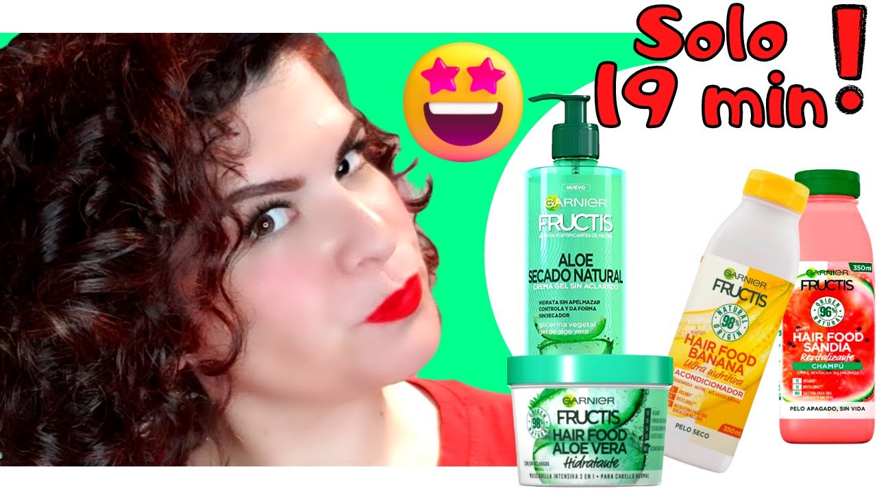 ⏰Cuánto se TARDA en La RUTINA Curly?🍌Fructis HAIR FOOD Garnier MÉTODO CURLY🌵+GEL Aloe SECADO NATURAL