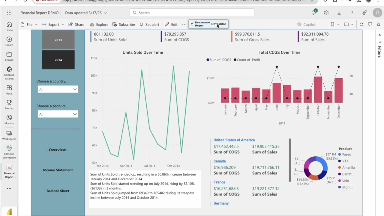 DevJeannie for Power BI - Visual Diff Viewer