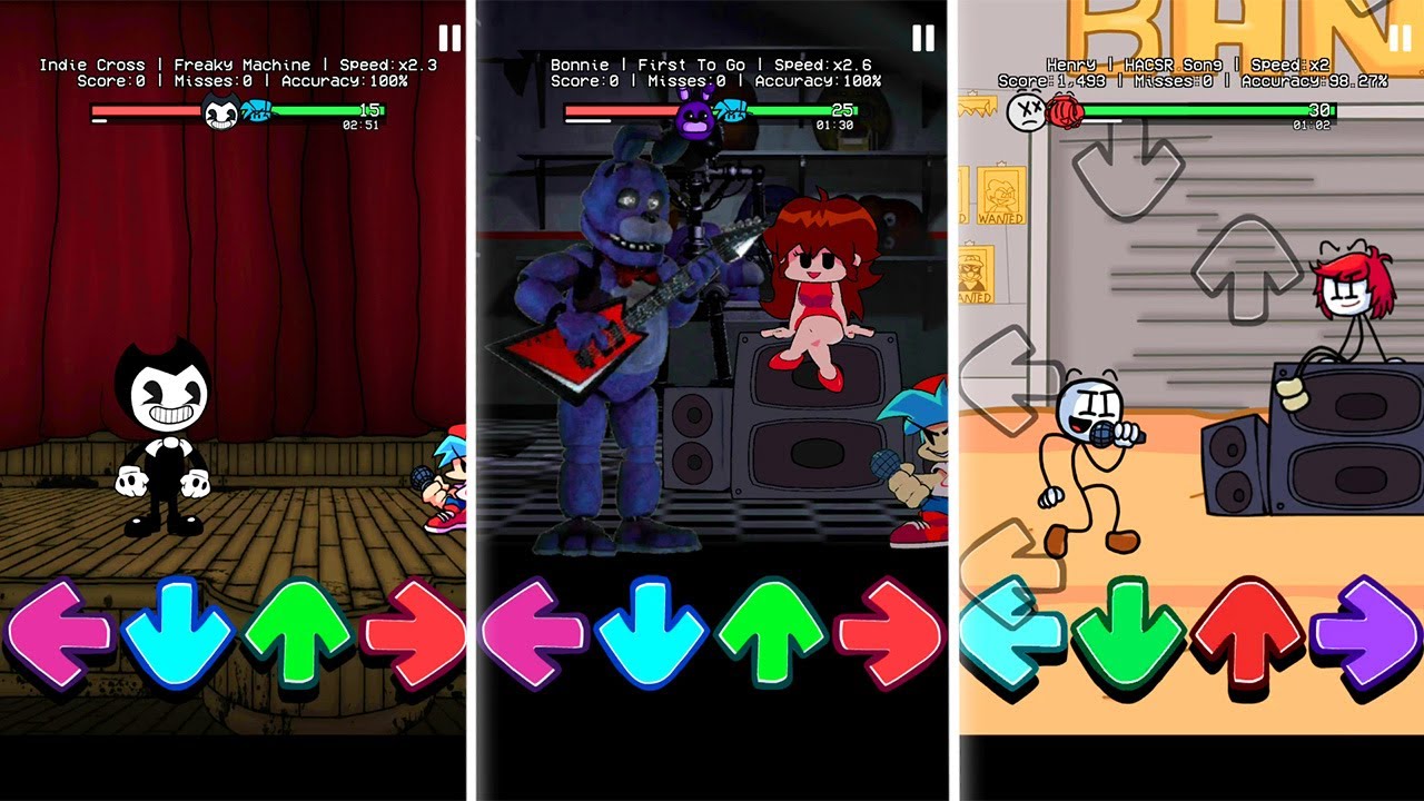 New FNF Mods Indie Cross - Freaky Machine,Bonnie - First To Go,Henry - HACSR Song