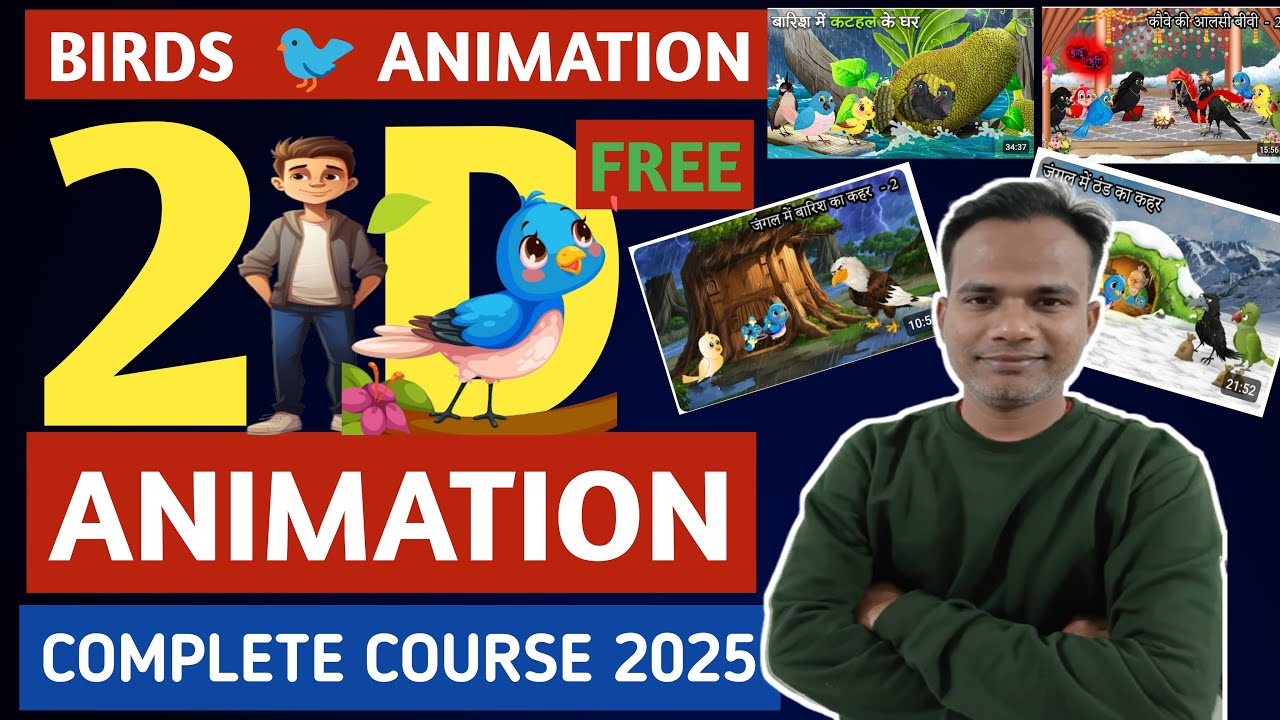 2D Animation Complete Course in Hindi | Birds Animation Scene-4 | Full Explained | FREE 2D