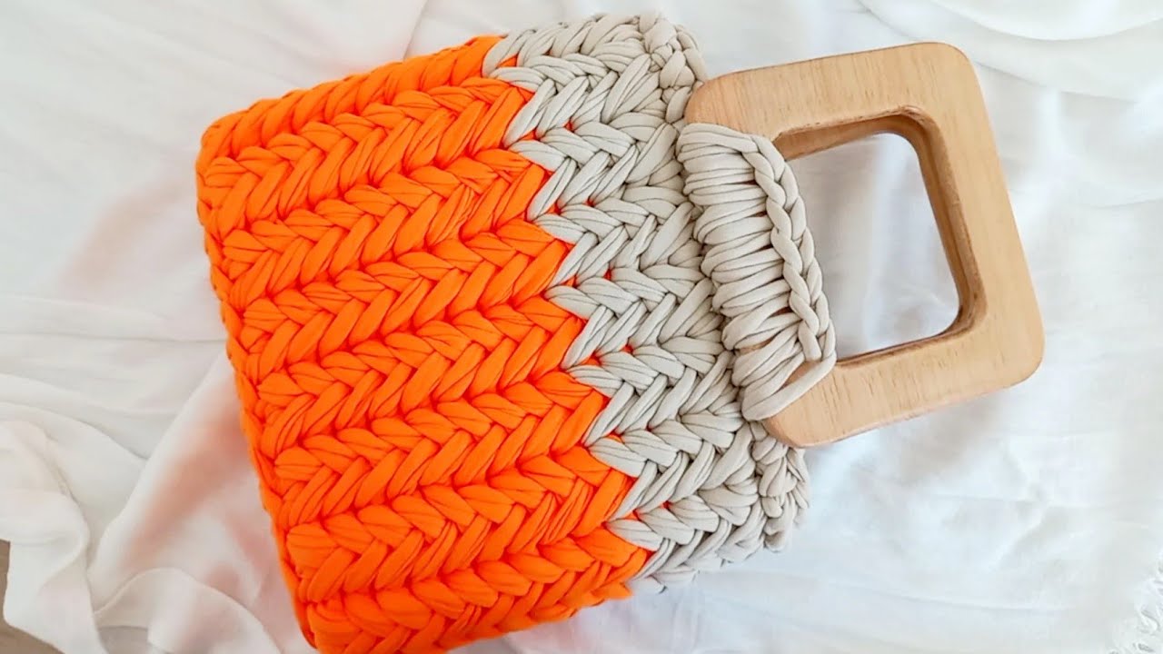 BOLSA DE CROCHÊ COM FIO DE MALHA / PONTO ESCAMA DE PEIXE / @feitoamaoporisa