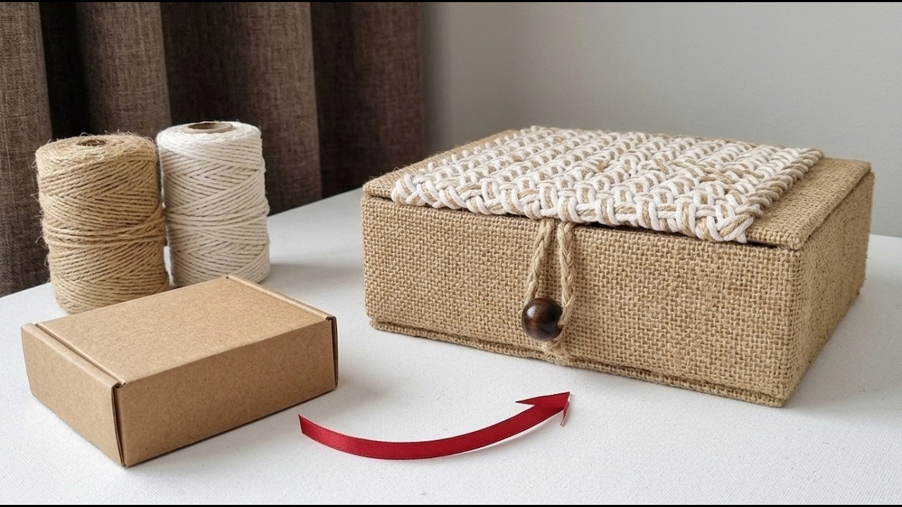 Cardboard Box to Jute Organizer | Easy Home Decor DIY