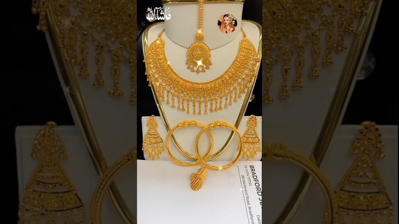 Beautiful unique Gold necklace| bridal Gold set | Kangan + earrings+tika