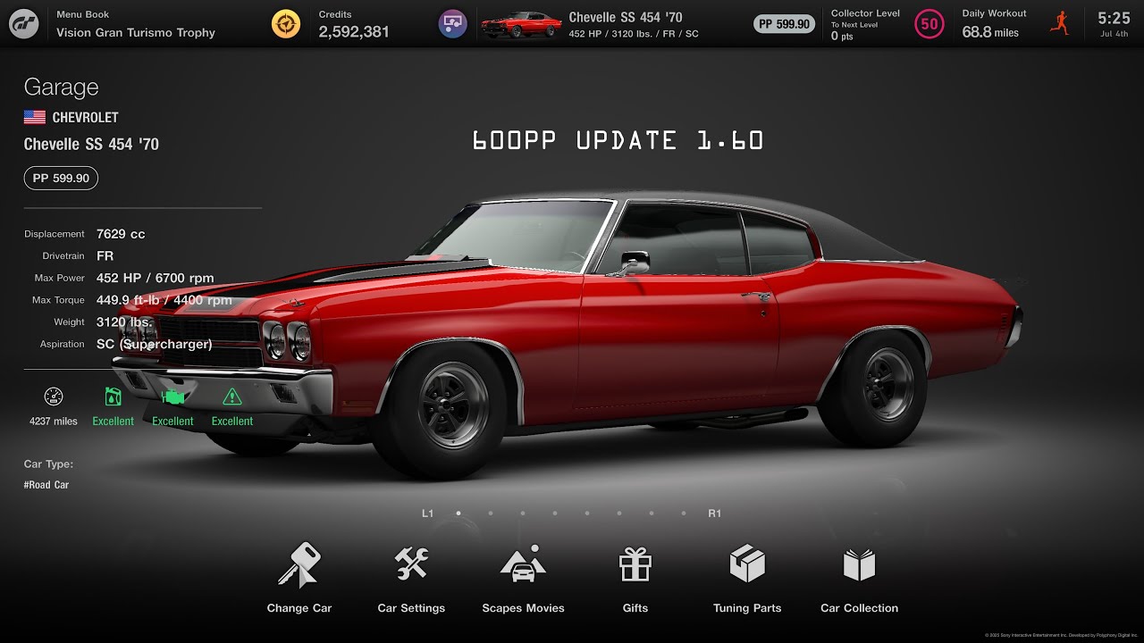 [Gran Turismo 7] Chevelle SS'70 600pp tune update 1.60