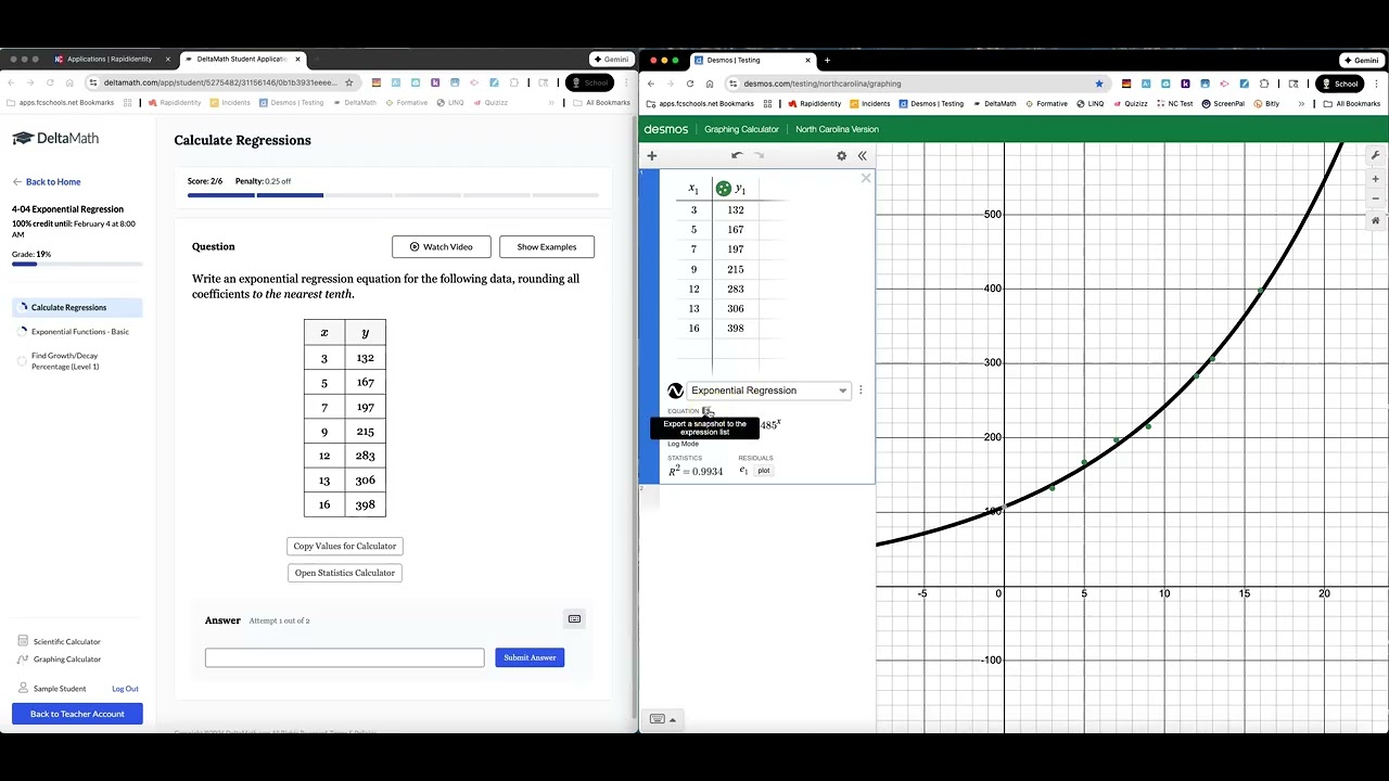 DM Calculate Regressions - Exponential