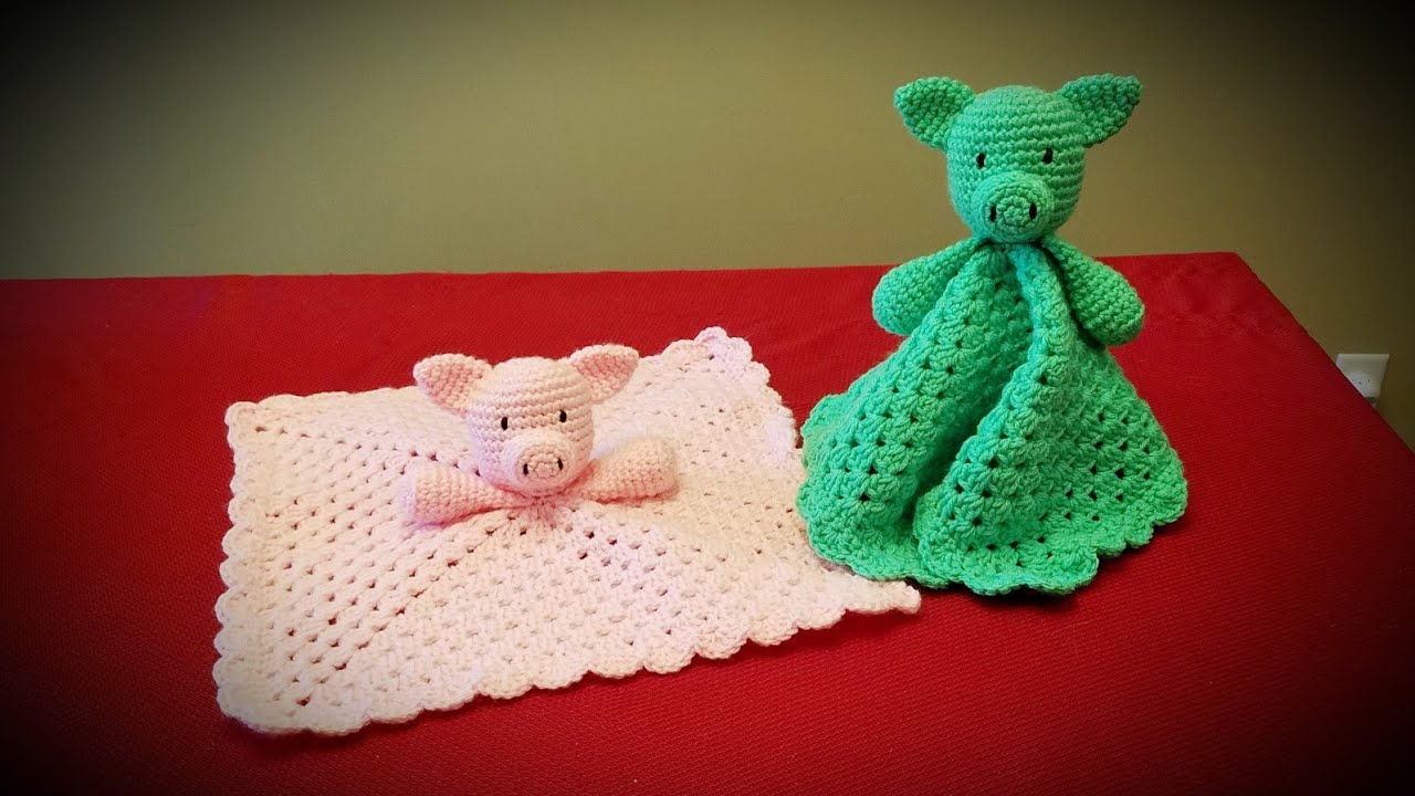 Super Easy Crochet Pig Baby Security Blanket Part 1/2