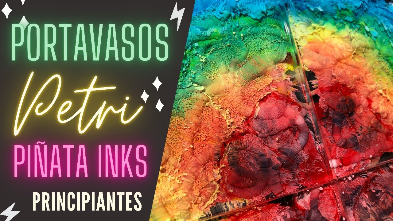 Efecto petri con Tintas al alcohol. piñata inks. Portavasos de resina efecto Petri paso a paso.