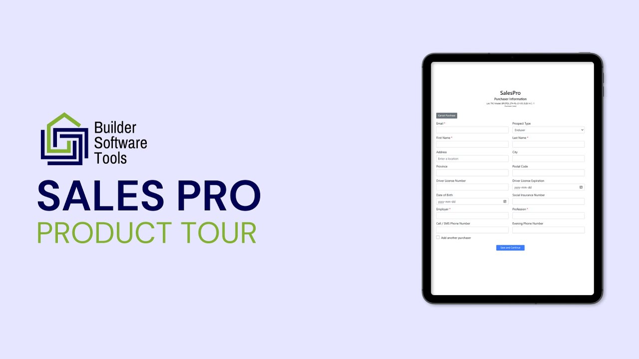 Sales Pro Product Tour | Real Estate Sales Software | Builder Software Tools