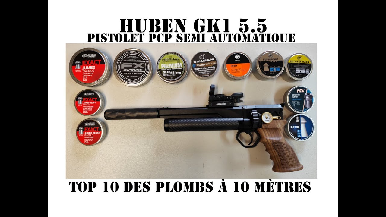Huben GK1 pistolet PCP en 5.5: Le top 10 des plombs en tir à 10 mètres 🏆 #airgunshooter #hubengk1 #