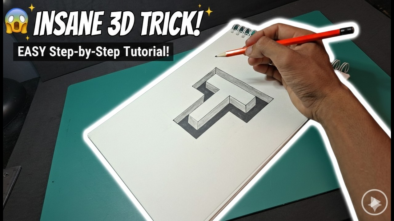 ASMR 3D Drawing: Letter T Illusion