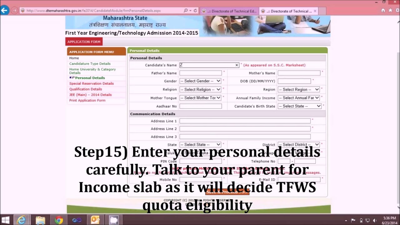 DTE Maharashtra Online Engineering Application Guideline