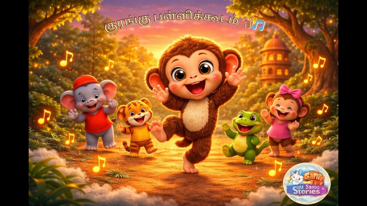 👉 Kuku Kurangu Palikoodam 🐵🎒 | Tamil Kids School Song | Monkey Dance Fun| @LaluSaroo