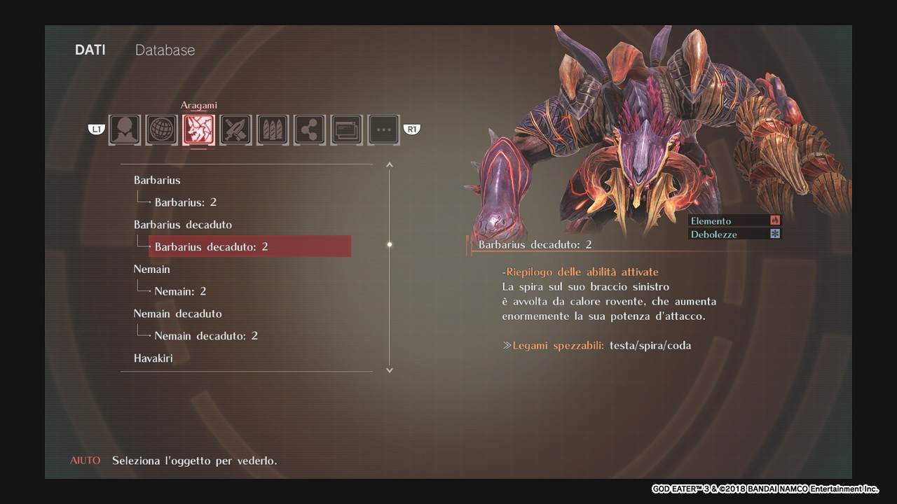 GOD EATER 3: Database - Barbarius Decaduto