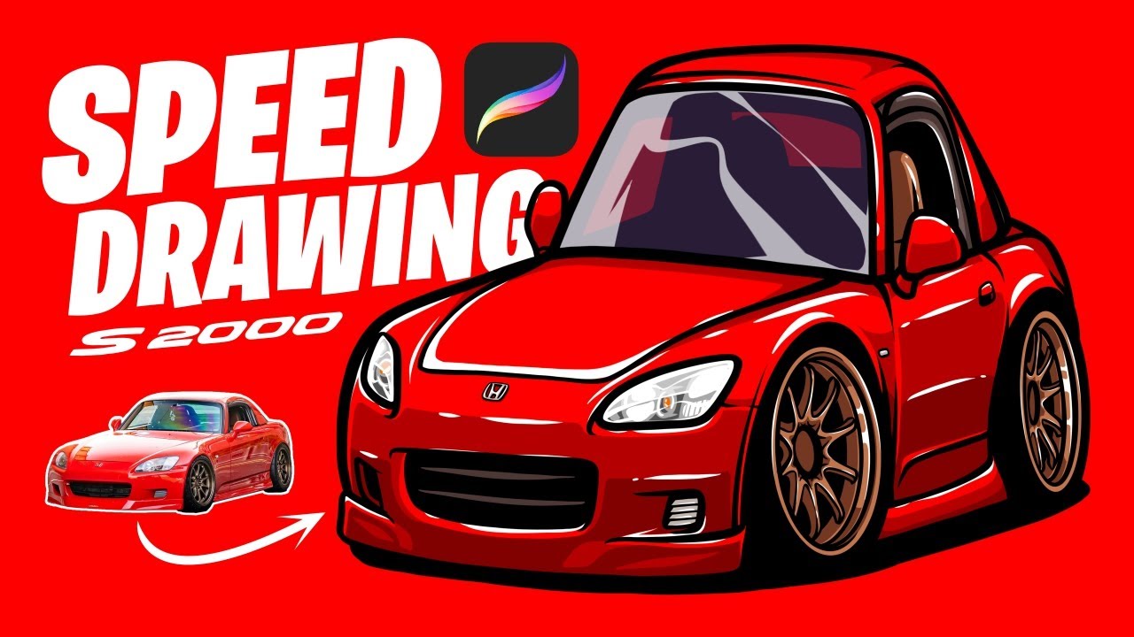 Car Toon Chibi Honda S2000 Speed Art - Procreate