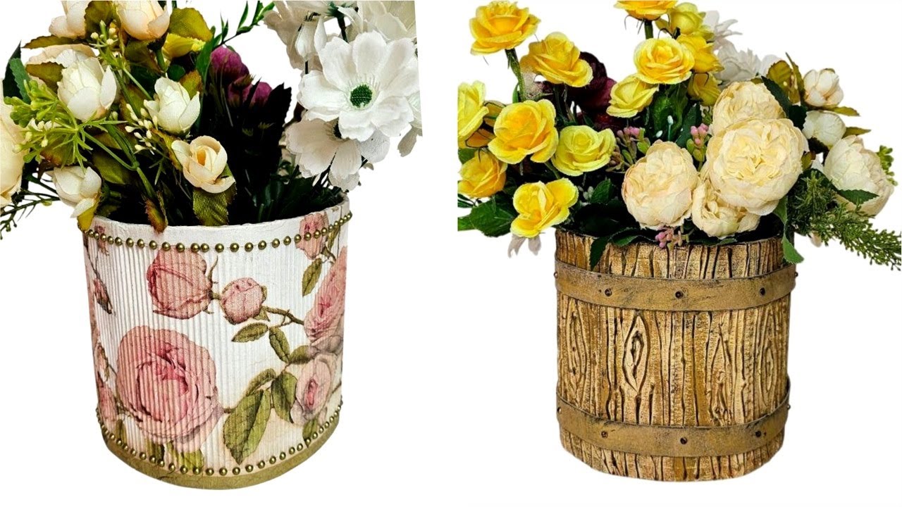 2 Very Simple DIY Flower Pot Ideas From Plastic Bottle And Cardboard