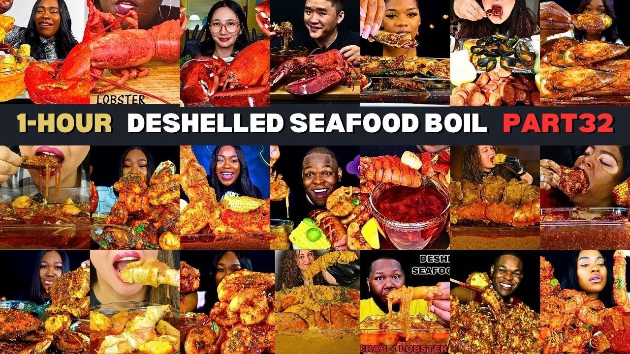🦐DESHELLED SEAFOOD BOIL 🦀 1HR King Crab, Mussels & Lobster Drenched in Blove’s Sauce | ASMR MUKBANG