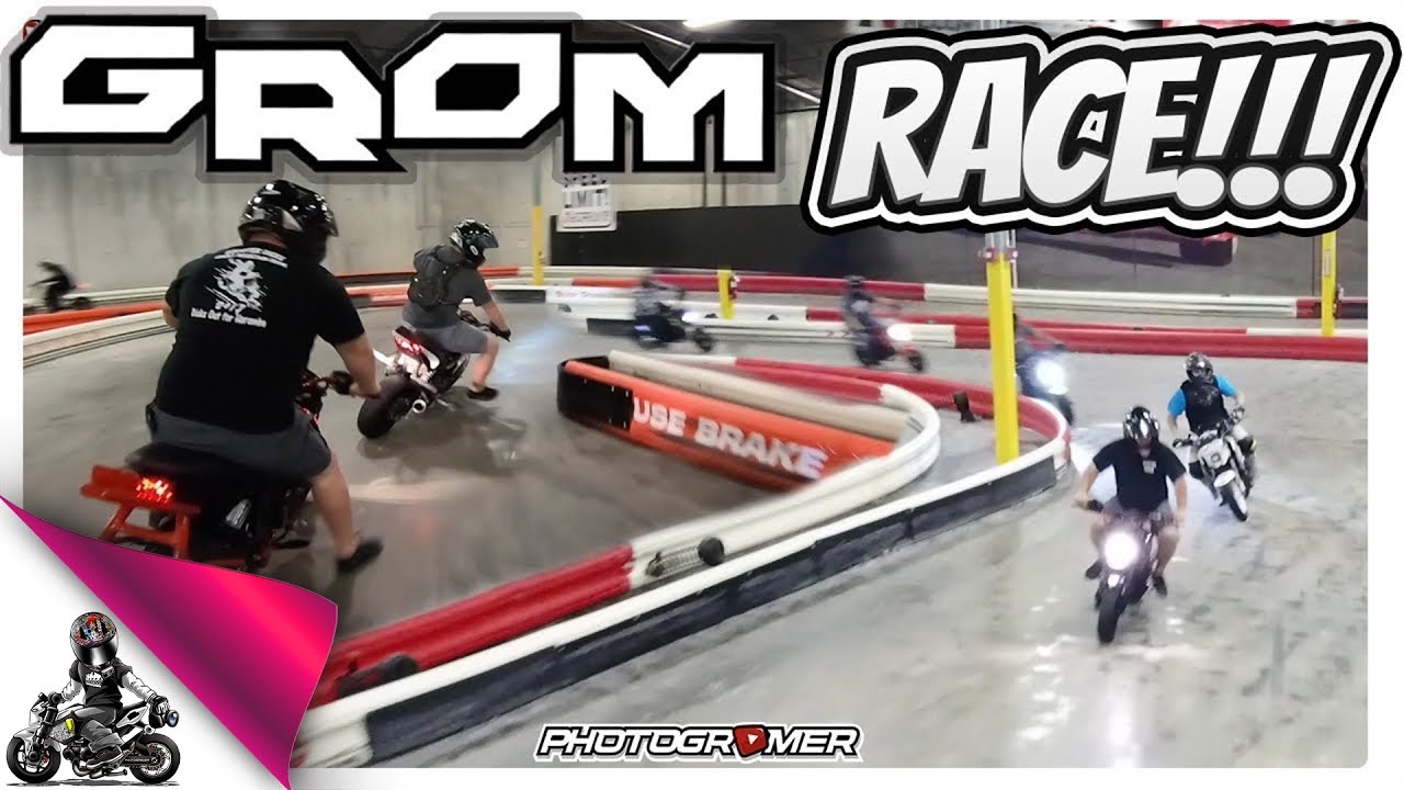 Honda Grom Race on Indoor Go Kart Track!