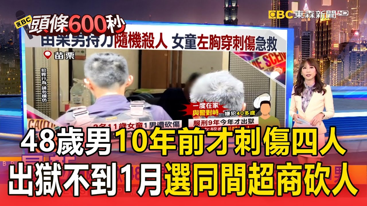 48歲男出獄不到1月「隨機砍2女童1男」！10年前在超商刺傷4人「今選同地再犯案」【頭條600秒】