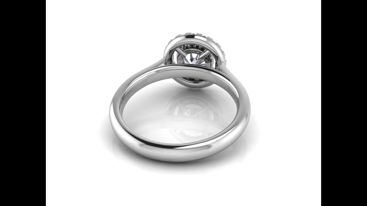 Ah! Jewellery Round Cut Diamond Halo Ring with Natural Diamond Shoulder Stones. AJR4161X