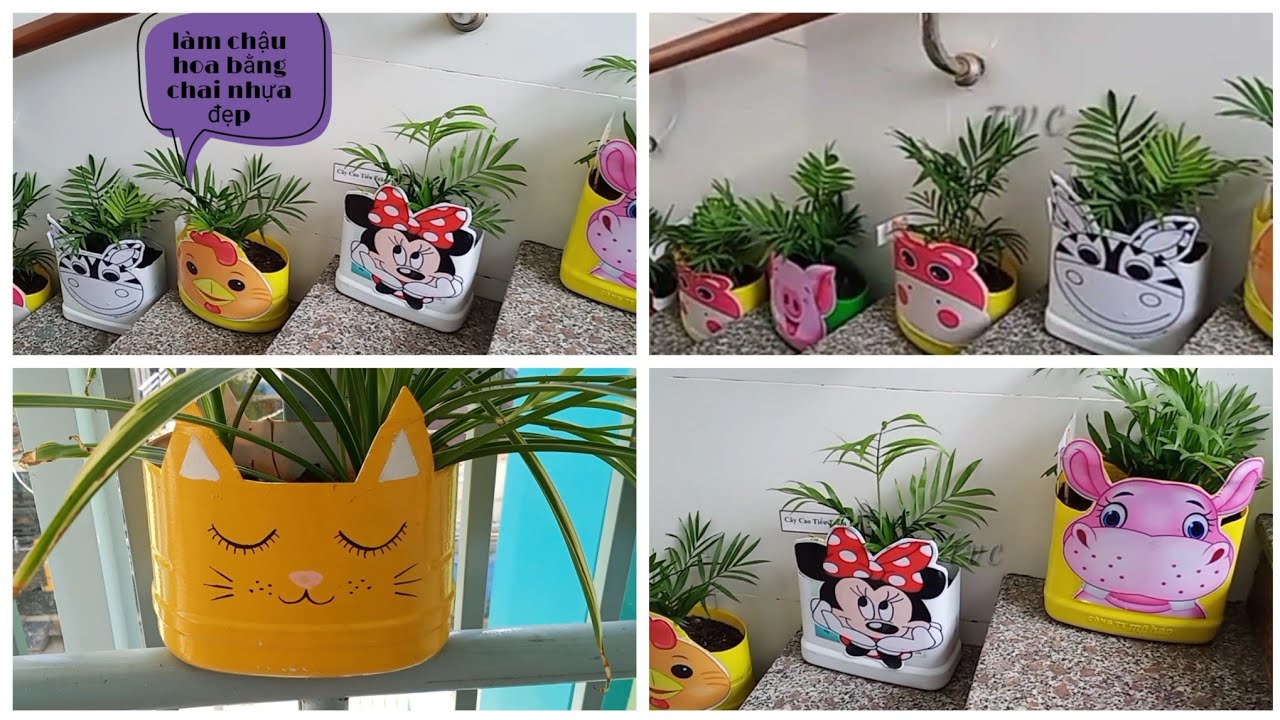 Làm chậu hoa tuyệt đẹp với can nhựa 5 lít