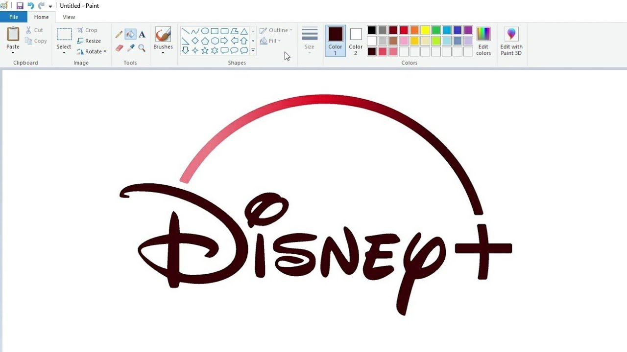 How to draw a red Disney+ logo using MS Paint | How to draw a red Disney Plus logo using MS Paint