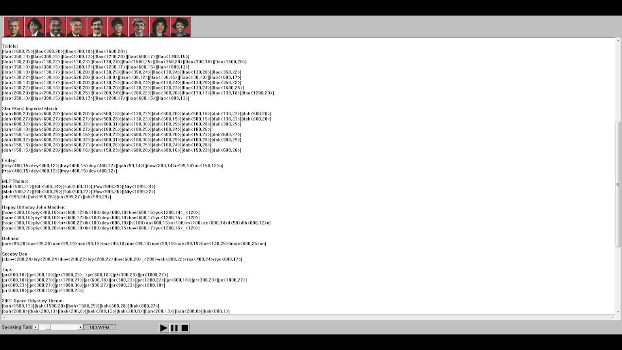 all dectalk songs