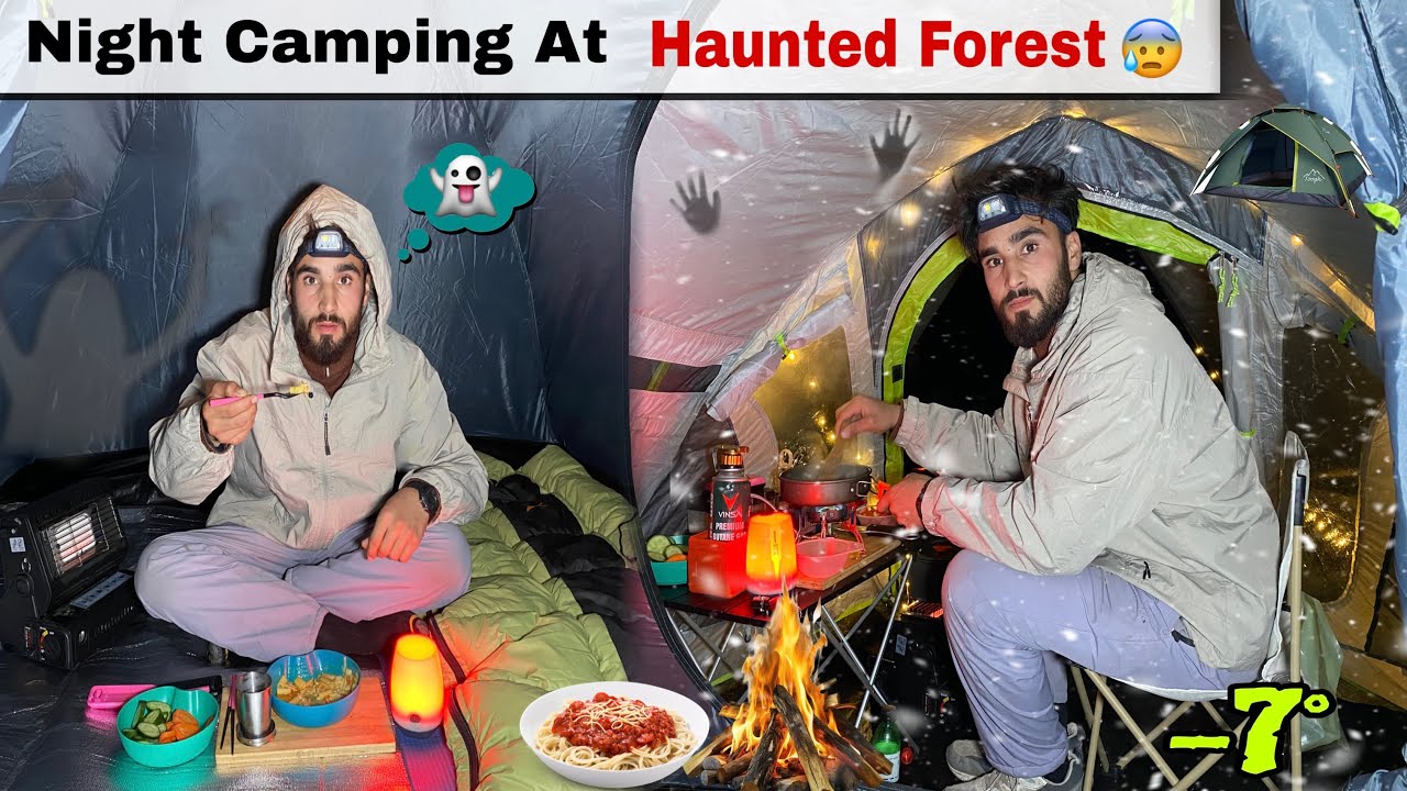 Overnight, Solo Camping in Winter Forest ￼| scary night, Camping 👻| ￼ आज तो मैं डर गया😱