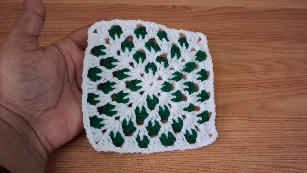 Square flower tutorial ✨️ 💓 woolen square design, crochet flower 