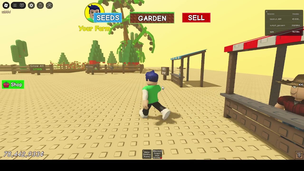 sam will Grow a Garden spielen aber Roblox hat Legs