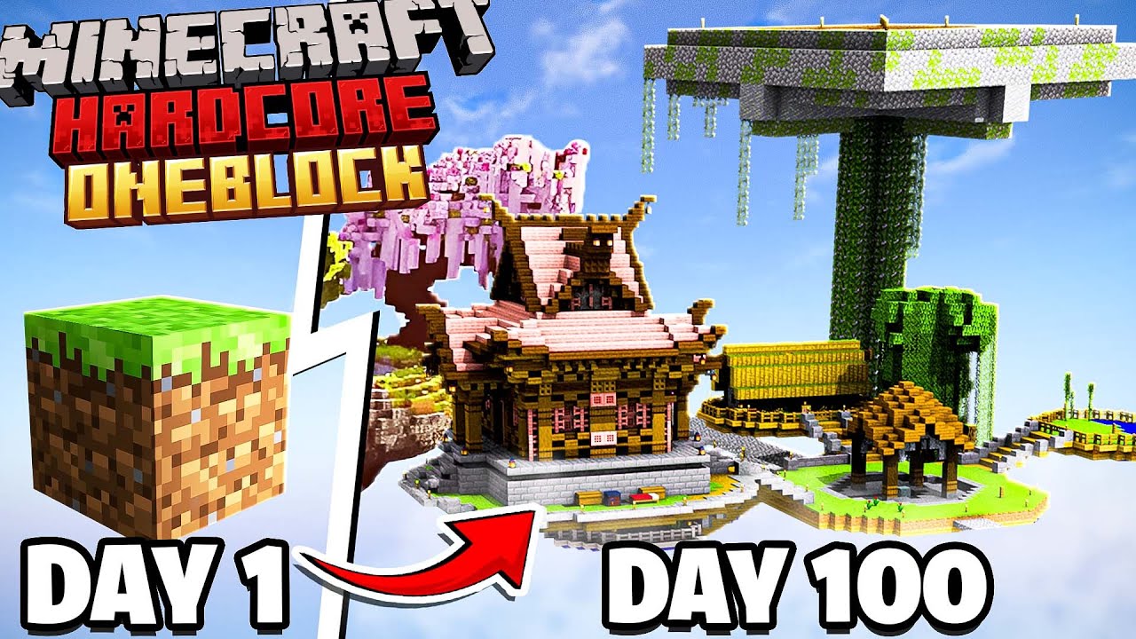 I Survived 100 Days on ONE BLOCK in Minecraft Hardcore