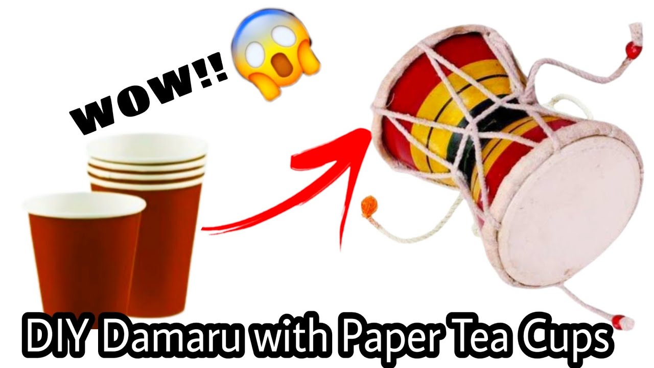 How to Make Damru With Paper Cup || Shivratri Craft Idea || DIY Paper Cup Damru Making