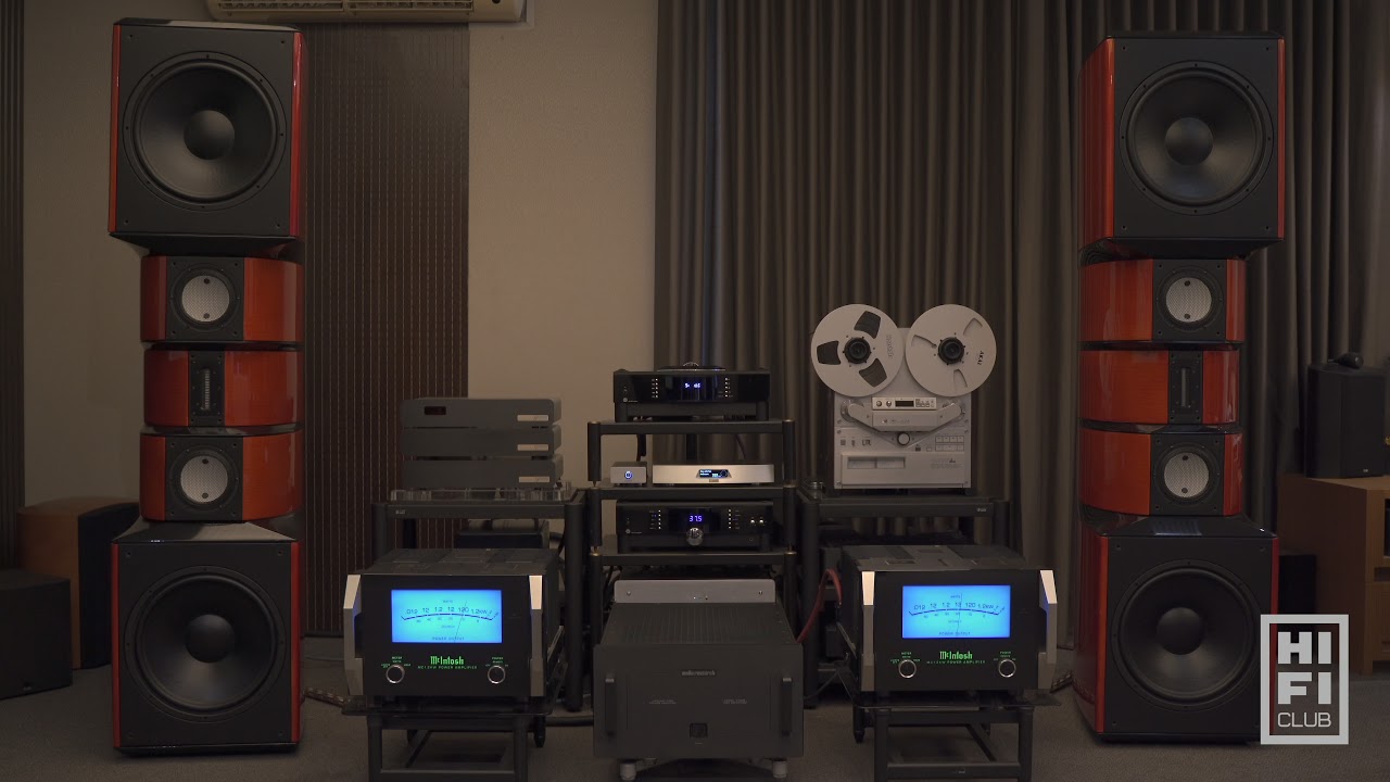 Caixas Evolution Acoustics MM3, Mcintosh MC1.2KW e MBL no showroom da HifiClub. HDR