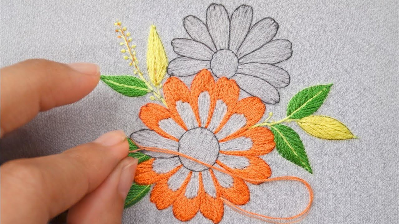 Easy Hand Embroidery Flower for Beginners #embroidery