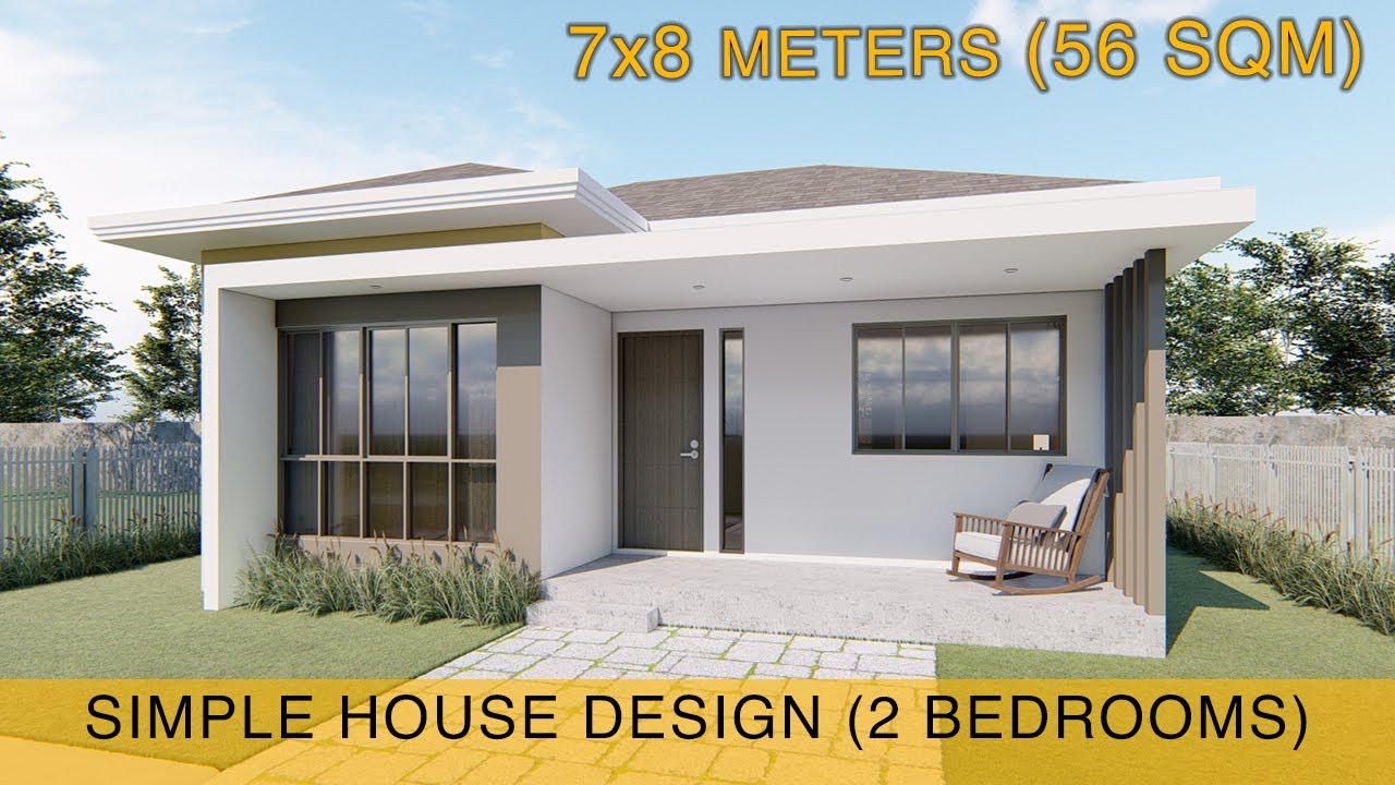 Small House Design Idea (7x8 meters) 56sqm with two bedrooms
