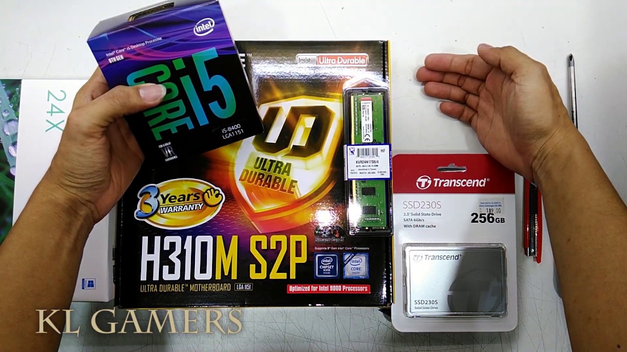 intel Core i5 8400 GIGABYTE H310M S2P 4GB RAM Transcend 256GB SSD Simple Easy PC Build 2019