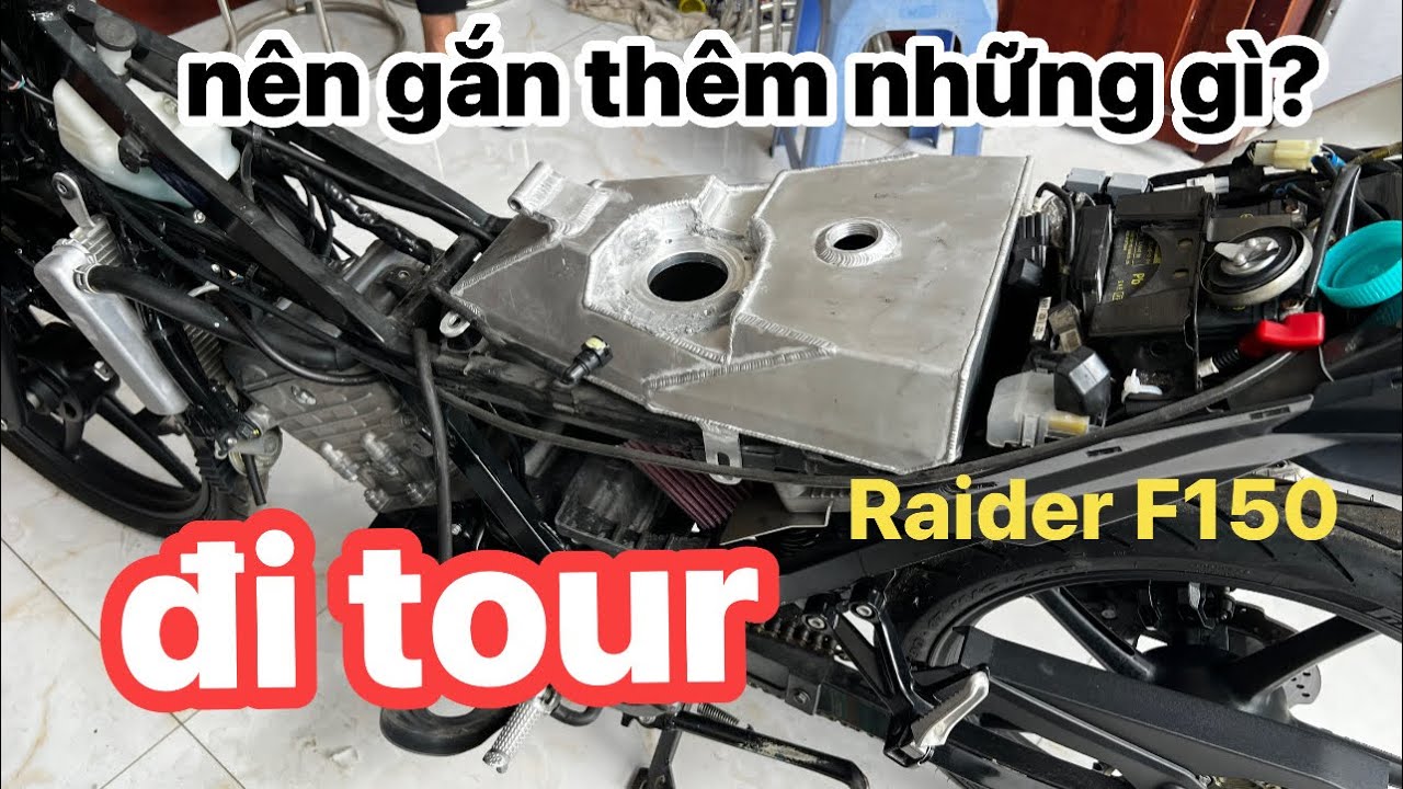 Raider F150 lên bình xăng lớn, công nghệ chống bỏ rơi | trai bị cần thiết khi đi tour