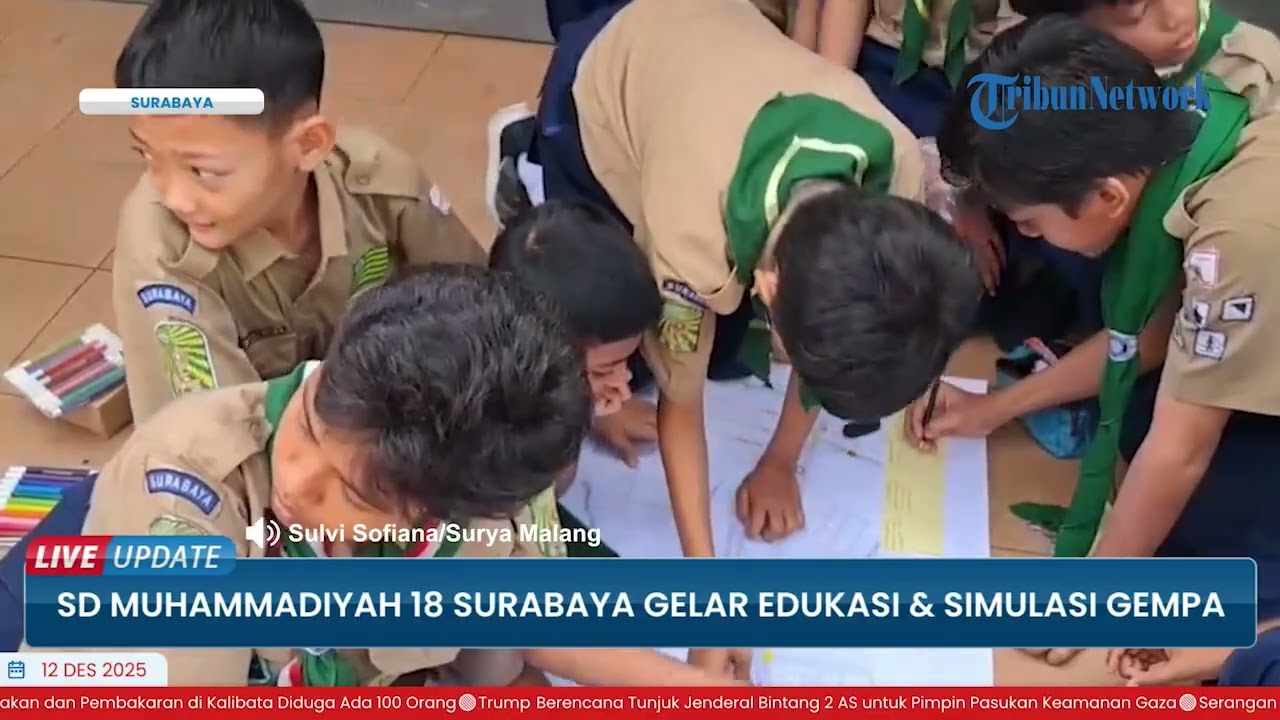 SD Muhammadiyah 18 Surabaya Gelar Edukasi dan Simulasi Hadapi Gempa || Tribunnews
