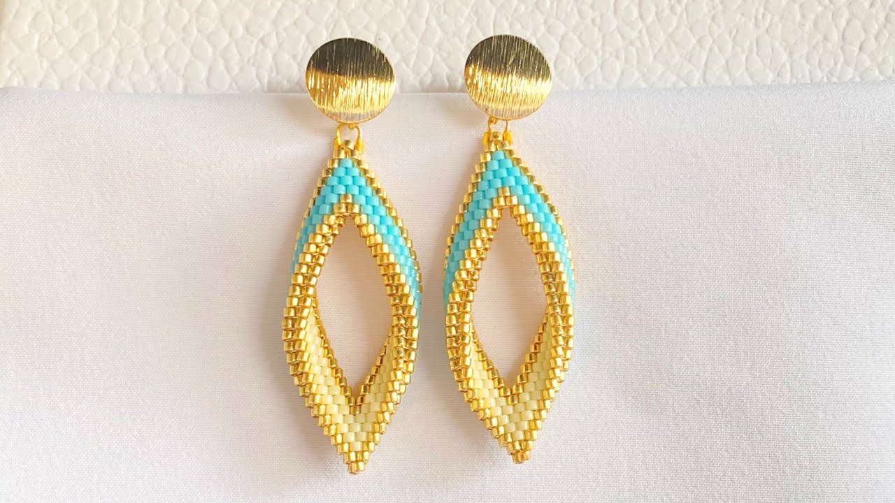 DIY Aretes doblados miyuki/ Folded Miyuki earrings / aretes peyote miyuki fáciles de hacer 