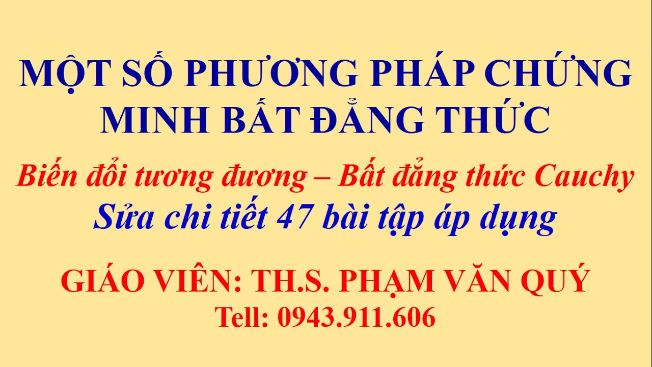 Một số phương pháp chứng minh bất đẳng thức