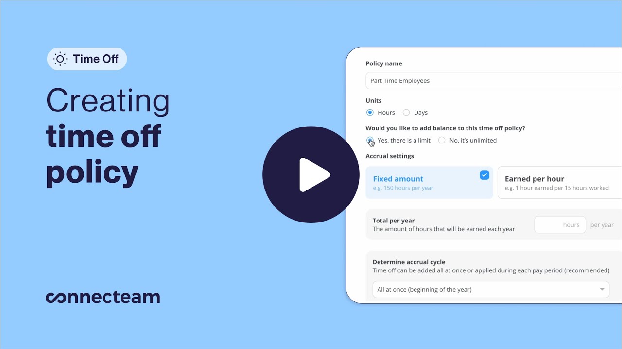 Connecteam | Time Off | How to Create a Policy