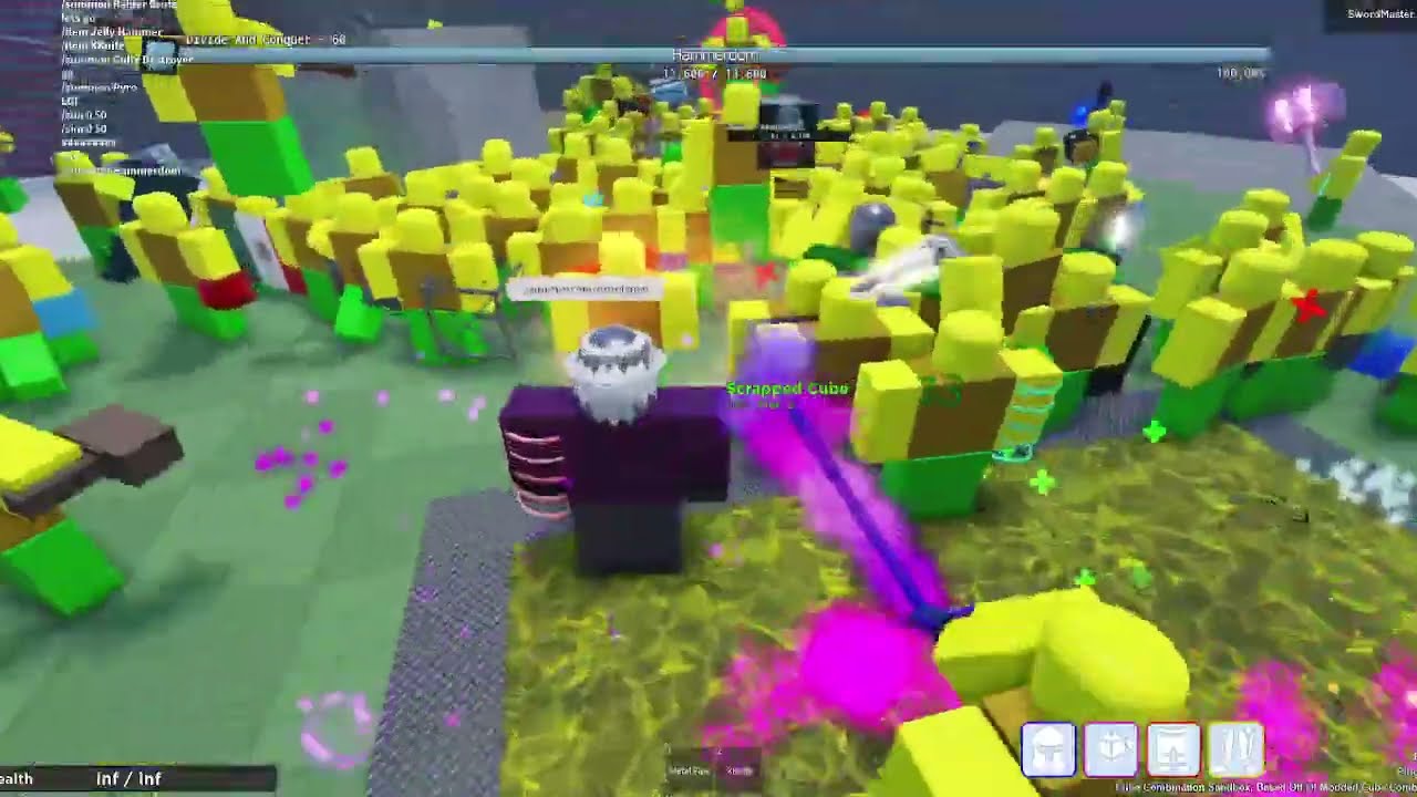Cube Combinate Modded (sandbox): noobs with random weapons vs bosses