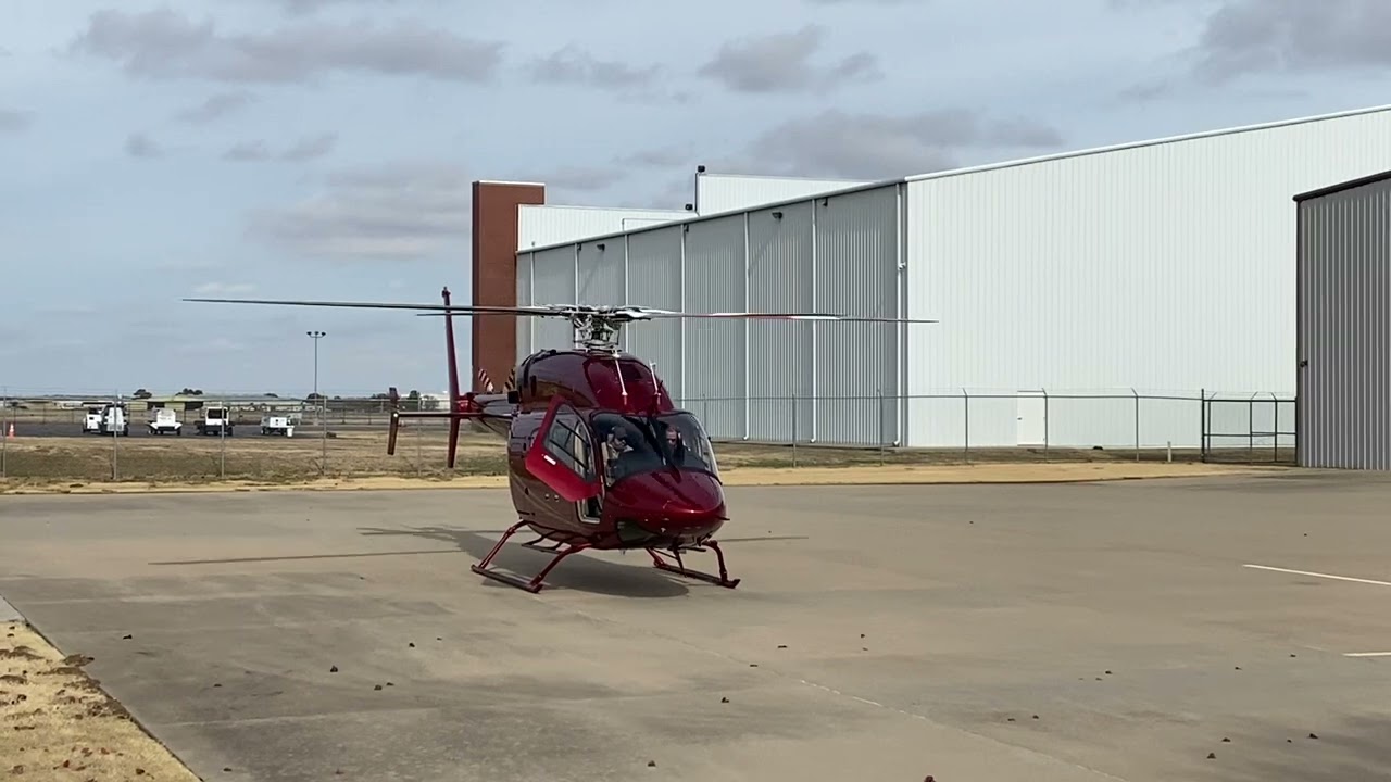 Bell 429 taking off at Tulsa International Airport