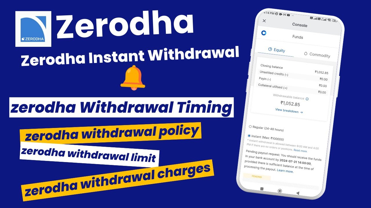 Zerodha Instant Withdrawal, Timing, Charges, Failed Transactions, Limit, and Policy Explained
