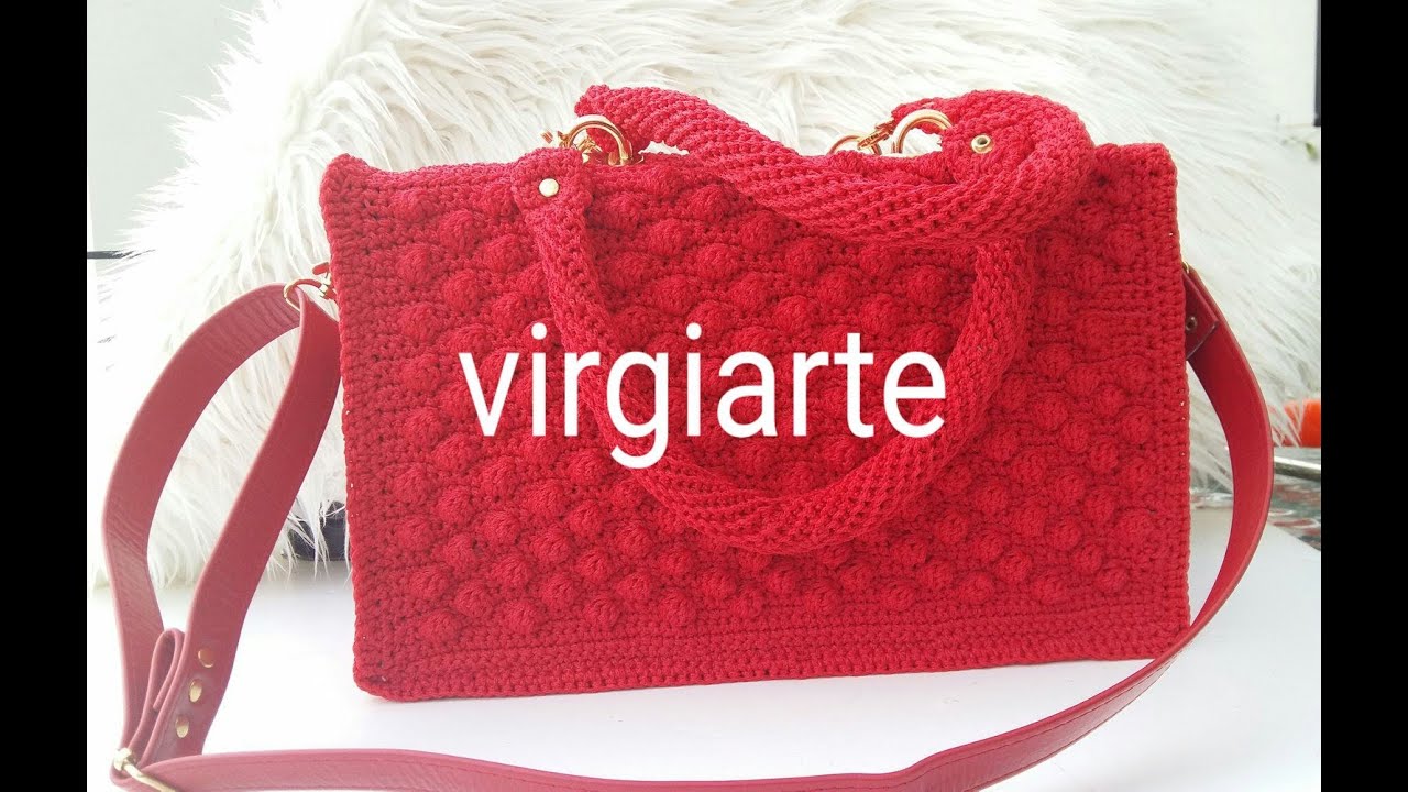#DIY#Tutorial  Bolso ROJO, Puntada Burbuja 