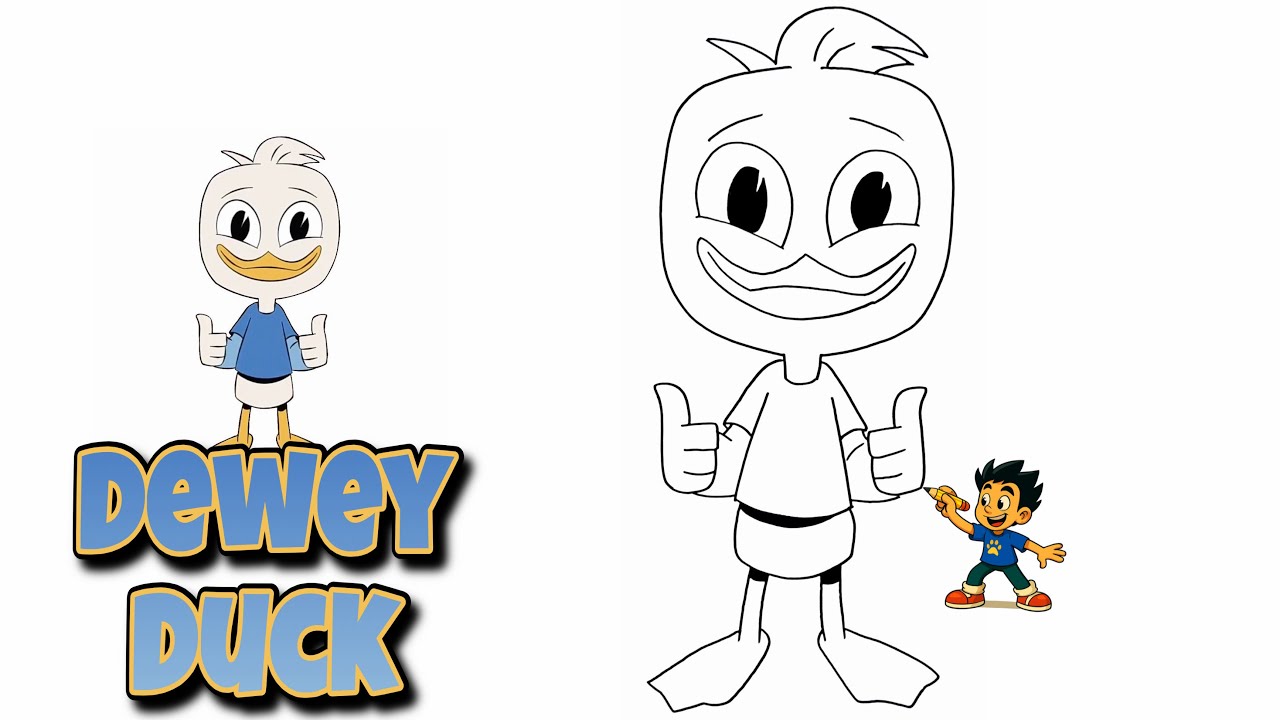 How to Draw Dewey Duck #drawingvideo #deweyduck #howtodraw 