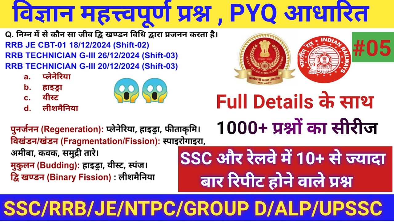 Railway Science PYQ #05। Science 😱 important PYQ।#groupdscience #sciencepyq #rrb #ssc #exam