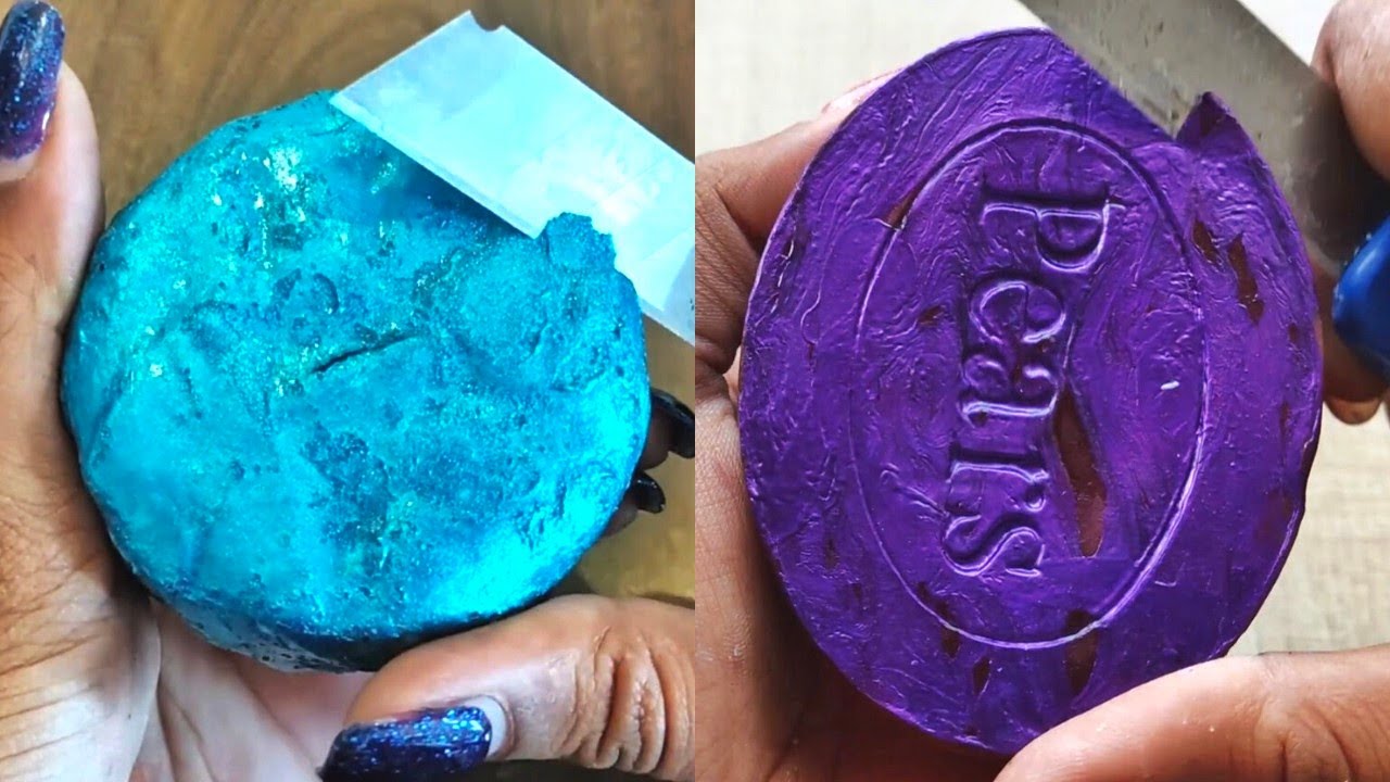 Pears Soap Cutting ASMR Soft Glycerine Soaps Brain Tickling Sounds Awesome Texture Transparent Soap