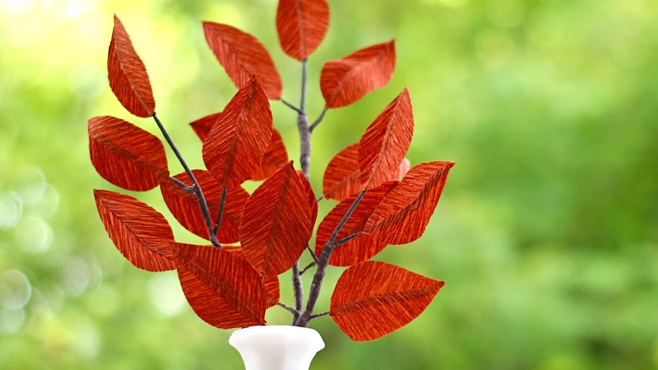 Crepe Paper Fall Leaf Branch Tutorial | DIY Fall crafts & Decor | Crepe Paper