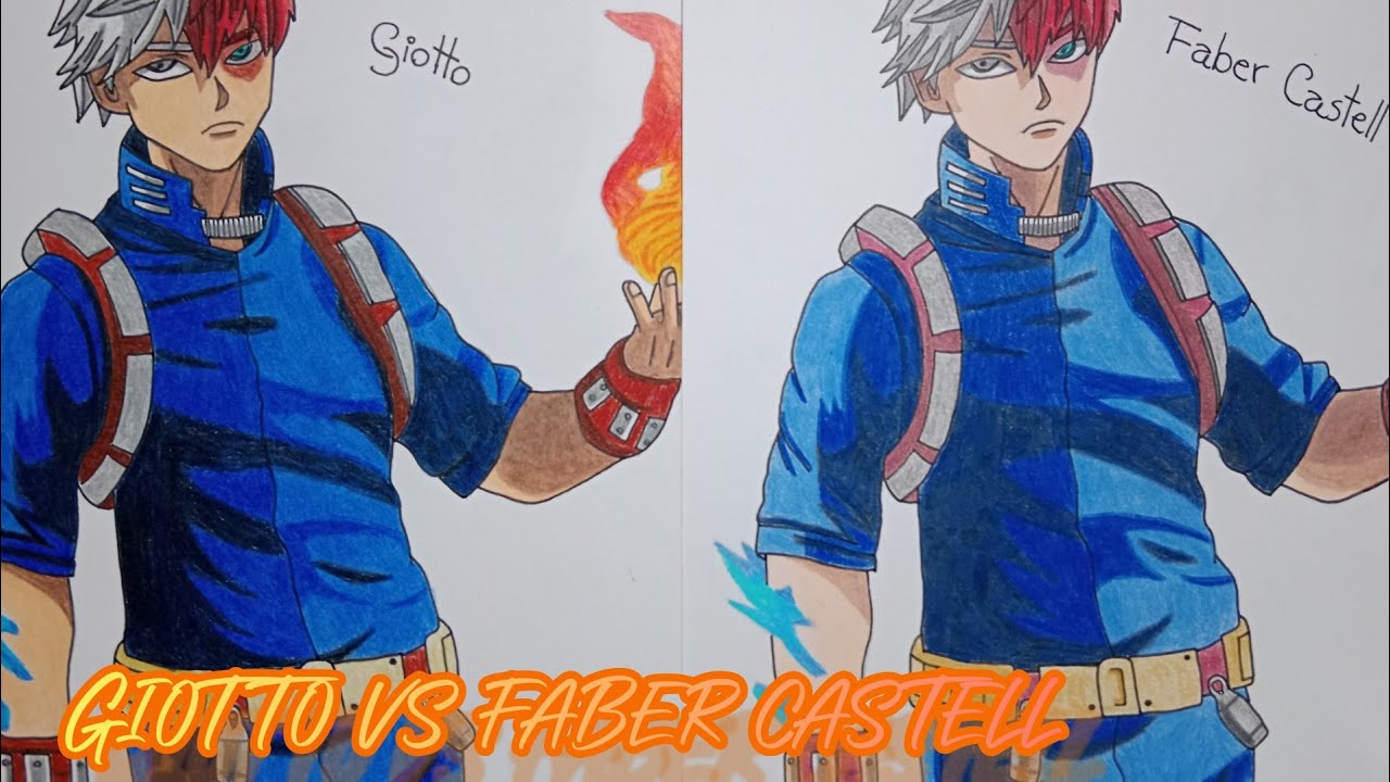 | Giotto Stilnovo VS Faber Castell Super Soft | Dibujando a Shoto Todoroki | My Hero Academia |